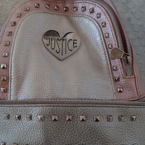 Justice Silver and Pink Mini  Backpack